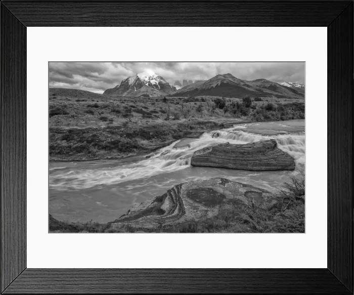 Framed Print : South America, Patagonia, Chile, Torres del Paine, Rio Paine waterfall Framed Print : South America, Patagonia, Chile, Torres del Paine, Rio Paine waterfall