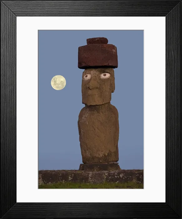 Framed Print : South America, Chile, Easter Island, Isla de Pascua, Moai stone human figure under Framed Print : South America, Chile, Easter Island, Isla de Pascua, Moai stone human figure under