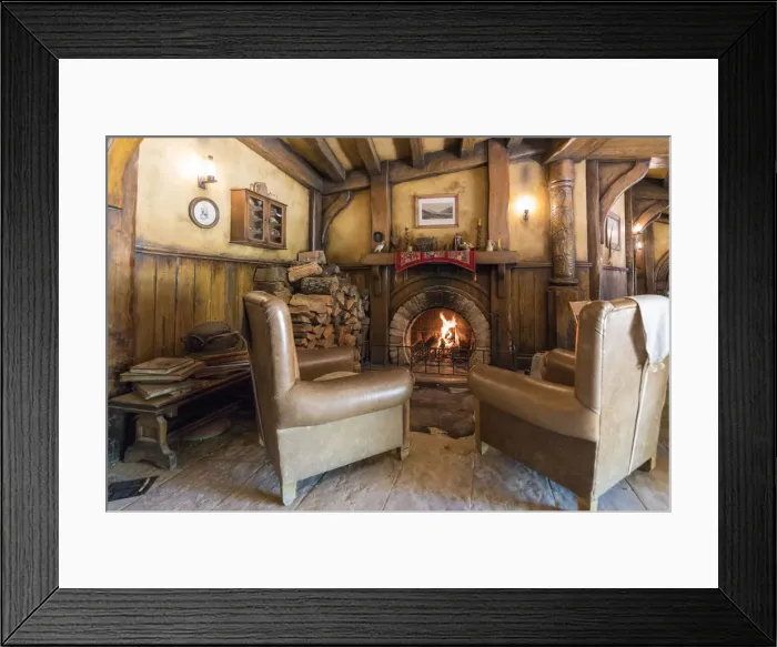 Framed Print : Fireplace at The Green Dragon Inn. Hobbiton Movie Set, Matamata, Waikato region, North Framed Print : Fireplace at The Green Dragon Inn. Hobbiton Movie Set, Matamata, Waikato region, North