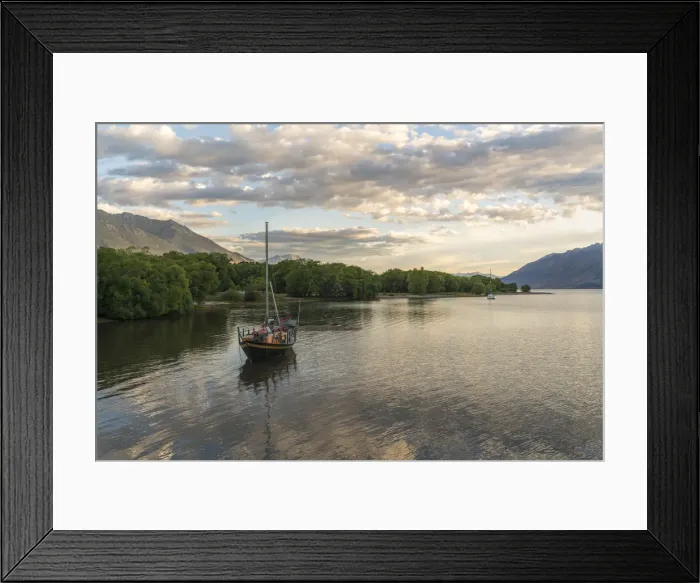 Framed Print : Boats on Lake Wakatipu at sunset. Glenorchy, Queenstown Lakes district, Otago region Framed Print : Boats on Lake Wakatipu at sunset. Glenorchy, Queenstown Lakes district, Otago region