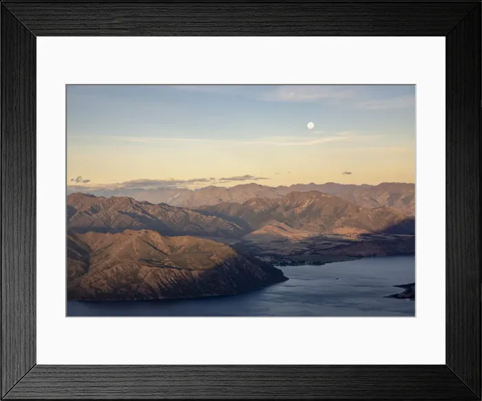 Framed Print : Moonlight over Lake Wanaka and Mt Aspiring NP at sunset Framed Print : Moonlight over Lake Wanaka and Mt Aspiring NP at sunset