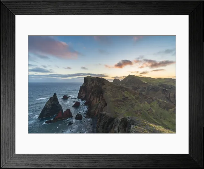 Framed Print : View of Point of Saint Lawrence at dawn. Canical, Machico district, Madeira Island Framed Print : View of Point of Saint Lawrence at dawn. Canical, Machico district, Madeira Island