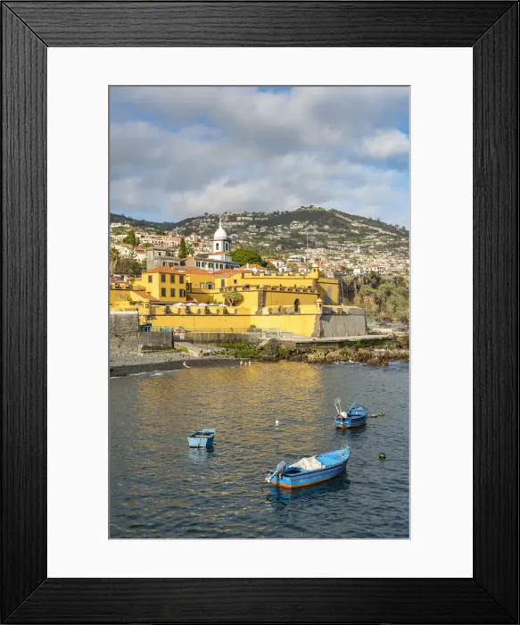 Framed Print : Fishing boats and Sao Tiago fortress. Funchal, Madeira Island, Portugal Framed Print : Fishing boats and Sao Tiago fortress. Funchal, Madeira Island, Portugal