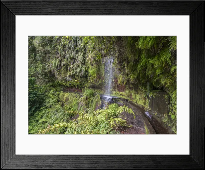 Framed Print : Waterfall in Levada do Rei walk. Sao Jorge, Santana municipality, Madeira Island