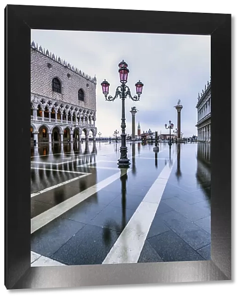 Venice, Veneto, Italy. High water on San Marco Square