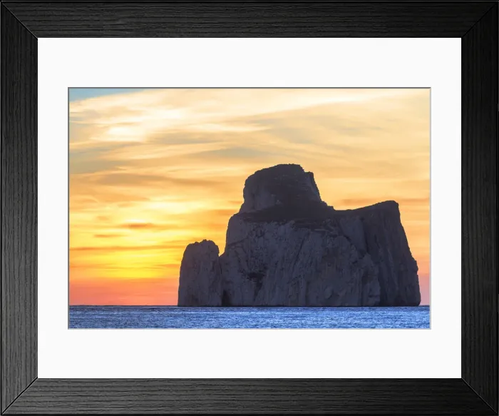 Framed Print : Rock of Pan di Zucchero at sunset. Beach of Masua, Iglesias, Sud Sardegna province Framed Print : Rock of Pan di Zucchero at sunset. Beach of Masua, Iglesias, Sud Sardegna province