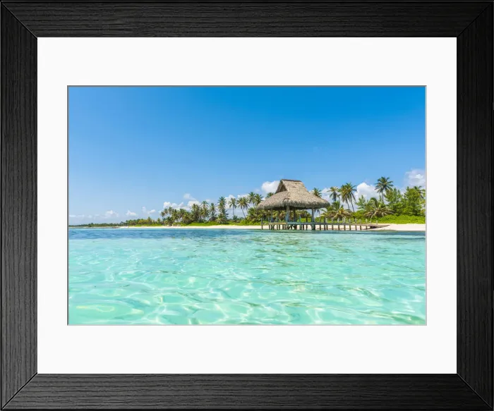 Framed Print : Playa Blanca, Punta Cana, Dominican Republic, Caribbean Sea. Thatched hut on the beach Framed Print : Playa Blanca, Punta Cana, Dominican Republic, Caribbean Sea. Thatched hut on the beach