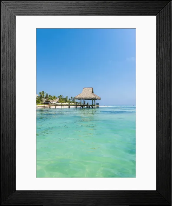 Framed Print : Playa Blanca, Punta Cana, Dominican Republic, Caribbean Sea. Thatched hut on the beach