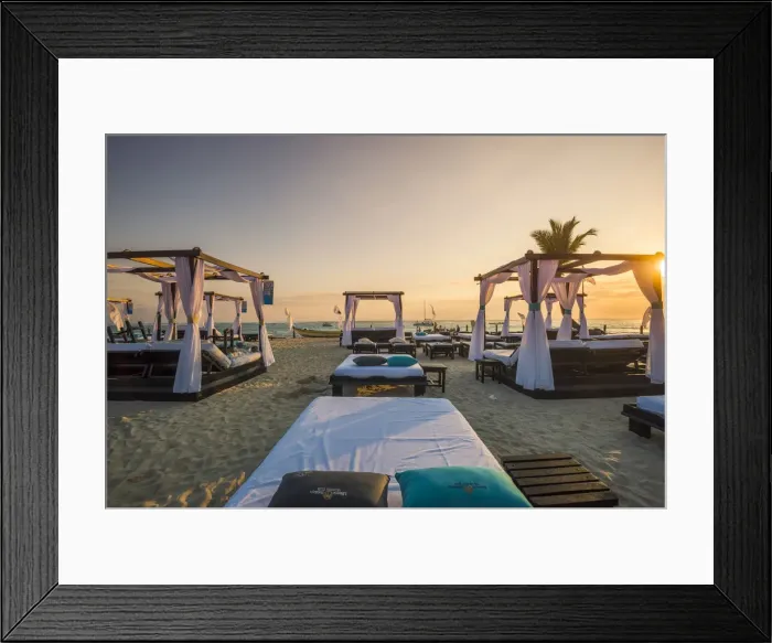 Framed Print : Bavaro Beach, Bavaro, Higuey, Punta Cana, Dominican Republic. Beach beds Framed Print : Bavaro Beach, Bavaro, Higuey, Punta Cana, Dominican Republic. Beach beds
