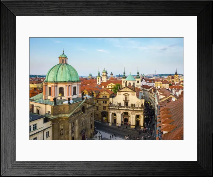 Framed Print : Czech Republic, Prague. Cupola of St. Francis Of Assissi Church and buildings in Stare