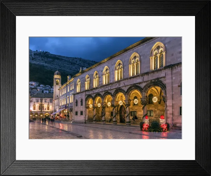 Framed Print : Night view of Rectors Palace adorned with Christmas lights and decorations Framed Print : Night view of Rectors Palace adorned with Christmas lights and decorations