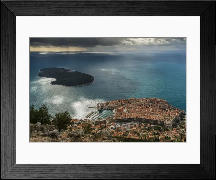 Framed Print : Aerial view of Dubrovnik and Lokrum Island, Dubrovnik, Croatia