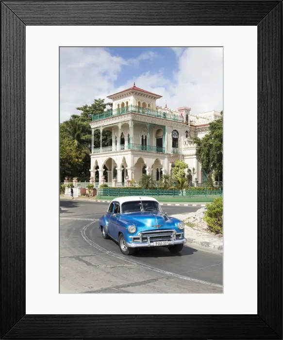 Framed Print : classic car, palacio de Valle, Cienfuegos, Cuba Framed Print : classic car, palacio de Valle, Cienfuegos, Cuba
