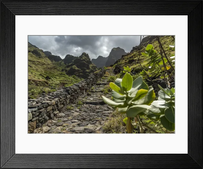 Framed Print : africa, Cape Verde, Santo Antao. The coastal path to cruzinha da garca Framed Print : africa, Cape Verde, Santo Antao. The coastal path to cruzinha da garca