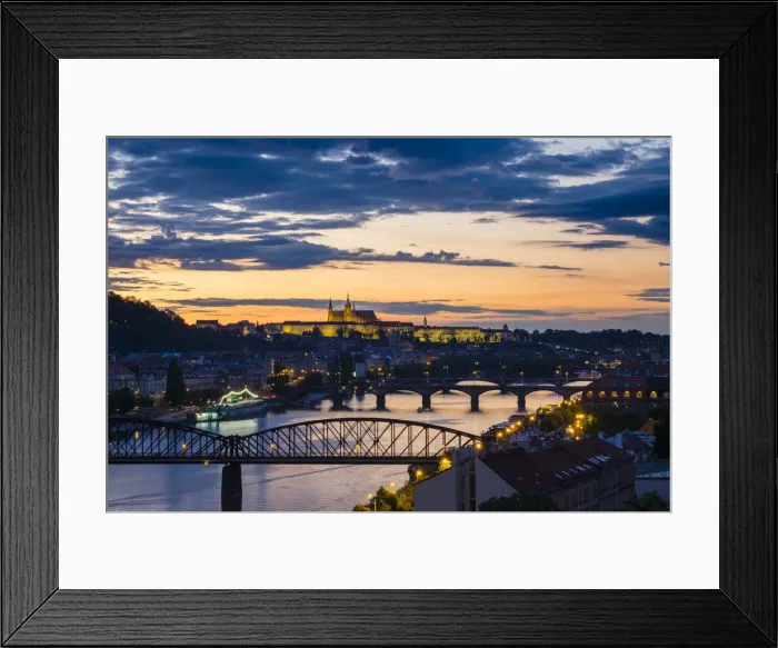 Framed Print : Czech Republic, Prague. Prague Castle, Pazsky Hrad, and the Vltava River at sunset Framed Print : Czech Republic, Prague. Prague Castle, Pazsky Hrad, and the Vltava River at sunset