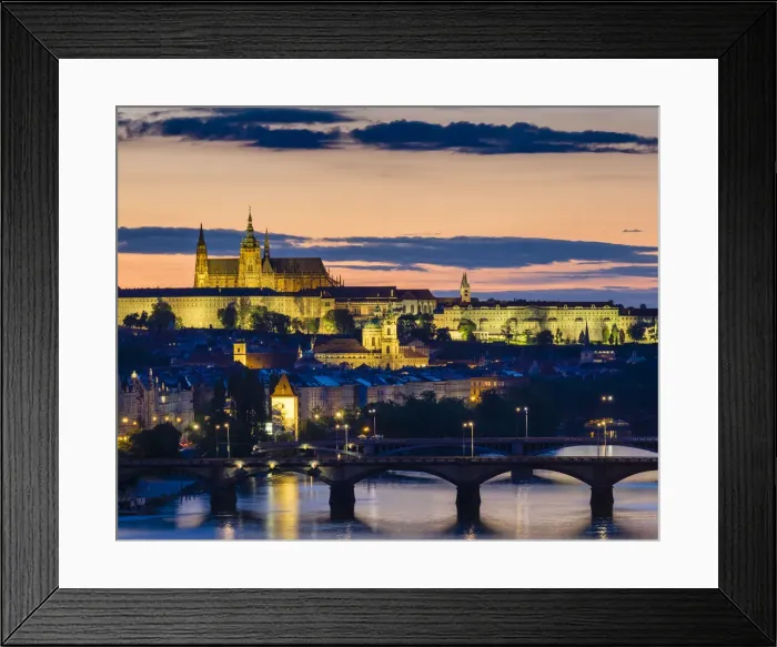 Framed Print : Czech Republic, Prague. Prague Castle, Pazsky Hrad, and the Vltava River at sunset Framed Print : Czech Republic, Prague. Prague Castle, Pazsky Hrad, and the Vltava River at sunset