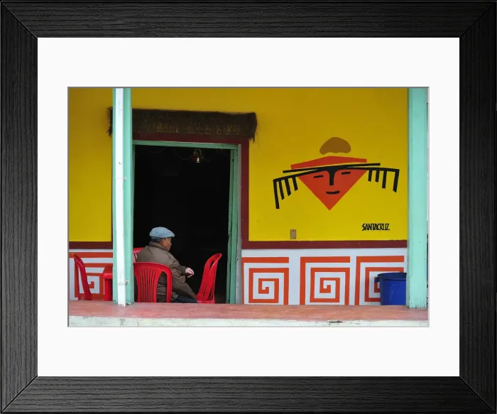Framed Print : Old man sat at an outdoor cafe in Las Lajas, Colombia, South America Framed Print : Old man sat at an outdoor cafe in Las Lajas, Colombia, South America