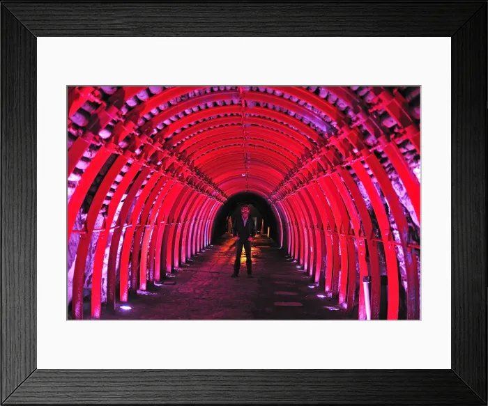 Framed Print : Man standing in tunnel at the Salt Cathedral of Zipaquira, Colombia, South America MR Framed Print : Man standing in tunnel at the Salt Cathedral of Zipaquira, Colombia, South America MR