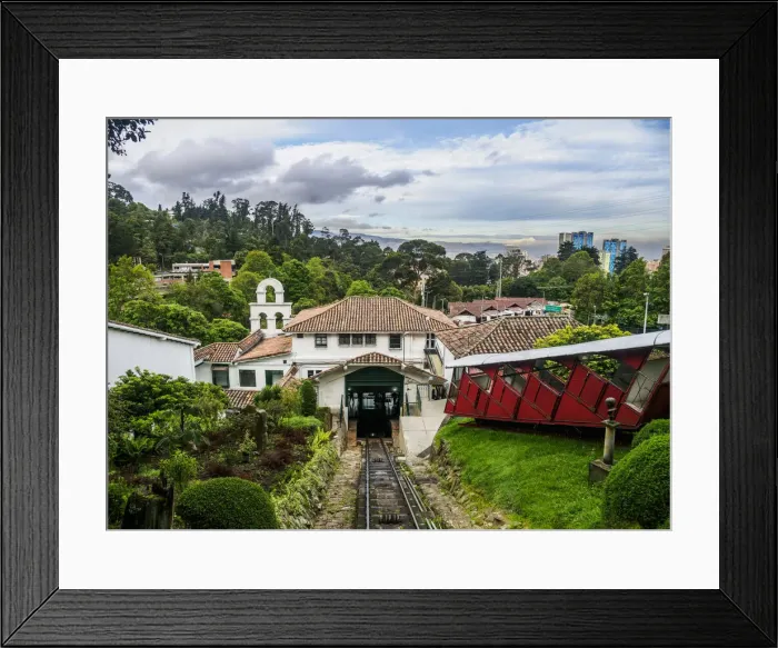 Framed Print : Funicular to Monserrate, Bogota, Capital District, Colombia