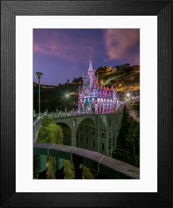 Framed Print : Las Lajas Sanctuary at dusk, Narino Departmant, Colombia Framed Print : Las Lajas Sanctuary at dusk, Narino Departmant, Colombia