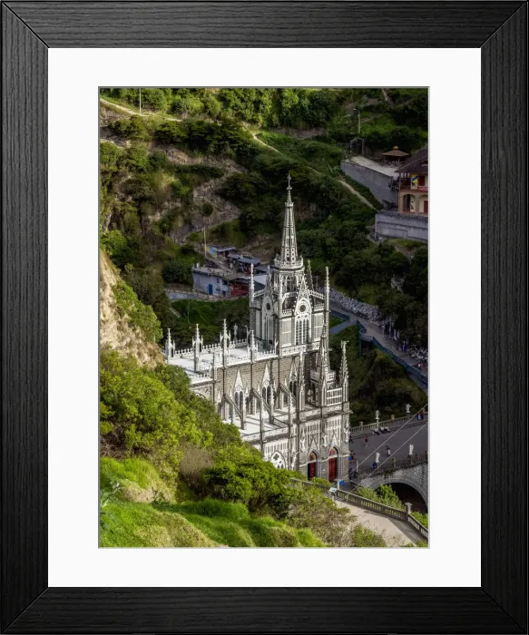 Framed Print : Las Lajas Sanctuary, elevated view, Narino Departmant, Colombia Framed Print : Las Lajas Sanctuary, elevated view, Narino Departmant, Colombia