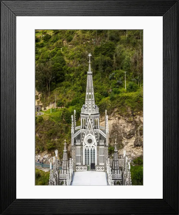 Framed Print : Las Lajas Sanctuary, elevated view, Narino Departmant, Colombia Framed Print : Las Lajas Sanctuary, elevated view, Narino Departmant, Colombia