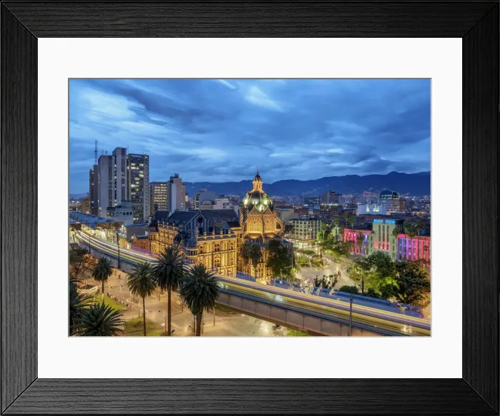 Framed Print : Metro, Rafael Uribe Uribe Palace of Culture and Plaza Botero at dusk, Medellin, Antioquia Framed Print : Metro, Rafael Uribe Uribe Palace of Culture and Plaza Botero at dusk, Medellin, Antioquia