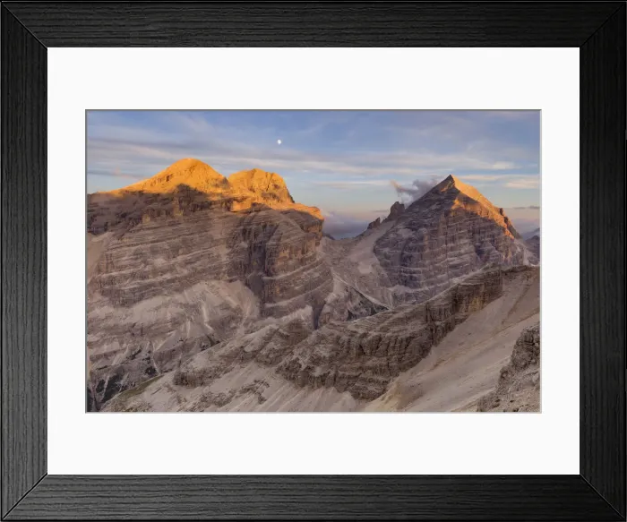 Framed Print : View of Tofane group at sunset, Cortina d Ampezzo, Belluno district, Veneto, Italy Framed Print : View of Tofane group at sunset, Cortina d Ampezzo, Belluno district, Veneto, Italy