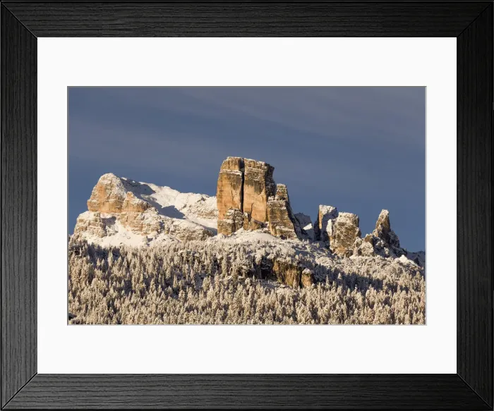 Framed Print : View of mount Averau and Cinque Torri group after a snowfall, Cortina d Ampezzo Framed Print : View of mount Averau and Cinque Torri group after a snowfall, Cortina d Ampezzo