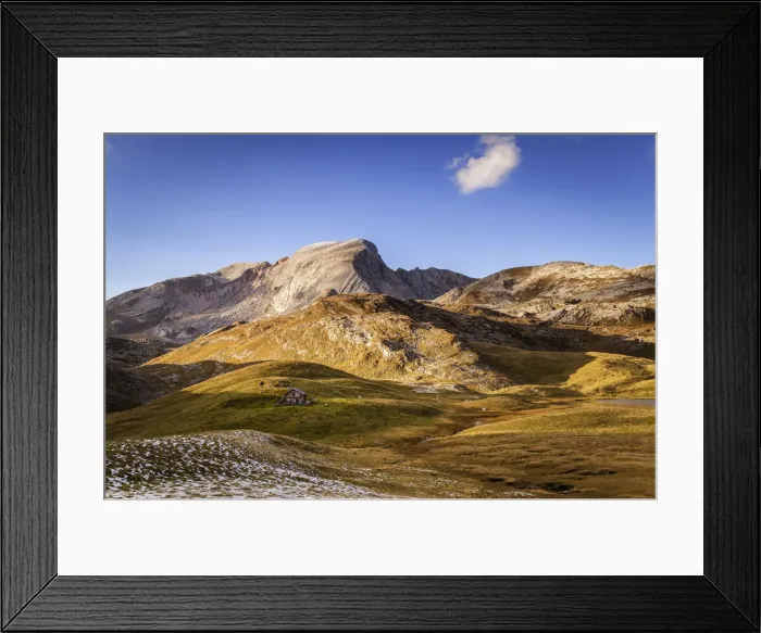 Framed Print : Fosses Lake with mount Croda del Beco, Cortina d Ampezzo, Belluno district, Veneto
