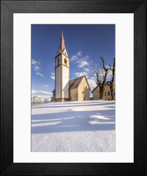 Framed Print : The church of Coi after a snowfall, Zoldo Valley, Belluno district, Veneto, Italy, Europe Framed Print : The church of Coi after a snowfall, Zoldo Valley, Belluno district, Veneto, Italy, Europe