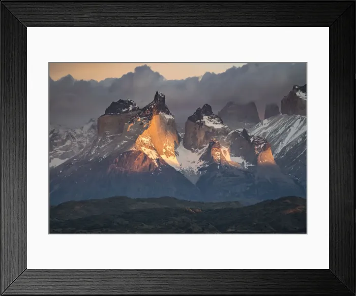 Framed Print : Paine Horns at dawn. Torres del Paine National Park, Ultima Esperanza province, Magallanes Framed Print : Paine Horns at dawn. Torres del Paine National Park, Ultima Esperanza province, Magallanes