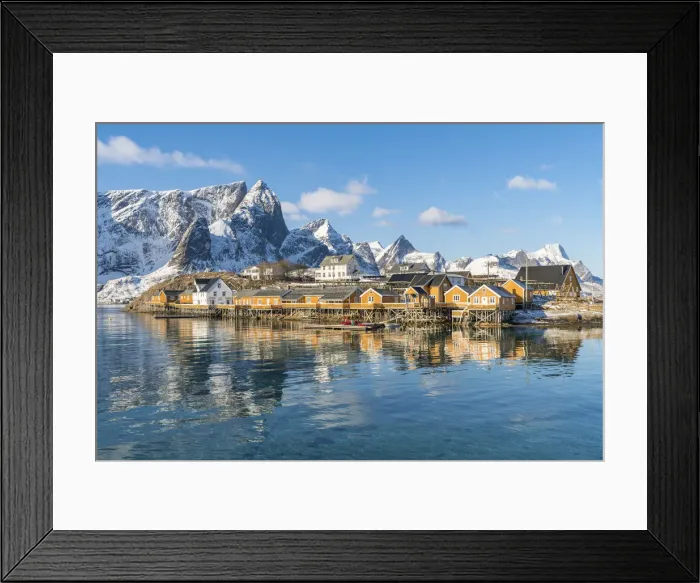Framed Print : Sariskoy village in winter. Reine, Lofoten district, Nordland county, Northern Norway Framed Print : Sariskoy village in winter. Reine, Lofoten district, Nordland county, Northern Norway