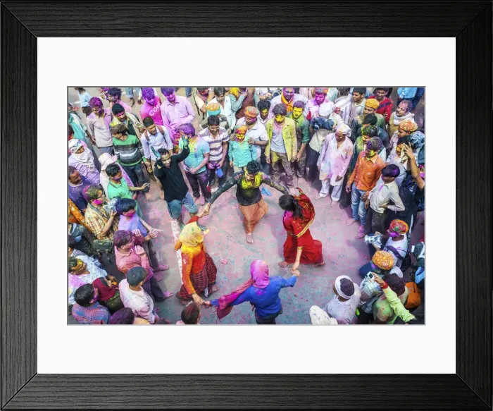 Framed Print : Asia, India, Uttar Pradesh, Nandgaon, Dancing during Holi Festival Framed Print : Asia, India, Uttar Pradesh, Nandgaon, Dancing during Holi Festival
