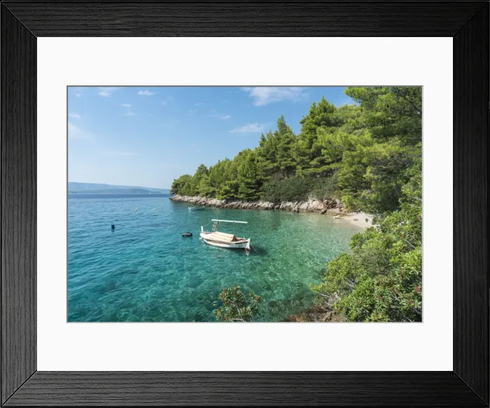 Framed Print : Boats at Dracheva beach, in summer. Murvica, Bol, Brac island, Split - Dalmatia county Framed Print : Boats at Dracheva beach, in summer. Murvica, Bol, Brac island, Split - Dalmatia county