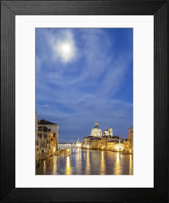 Framed Print : Italy, Veneto, Venice. Grand Canall and Santa Maria della Salute church with full moon Framed Print : Italy, Veneto, Venice. Grand Canall and Santa Maria della Salute church with full moon