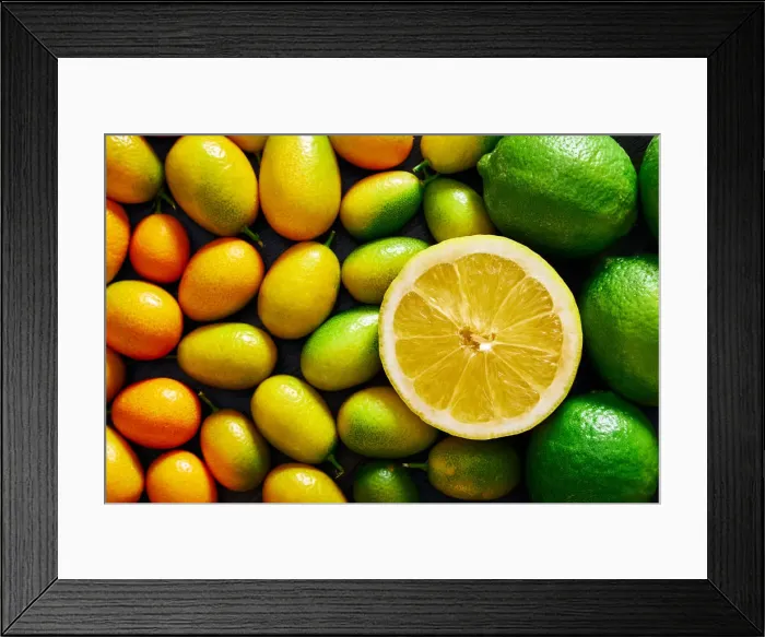 Framed Print : Top view of texture of lemon fruit with a background of citrus fruits Framed Print : Top view of texture of lemon fruit with a background of citrus fruits