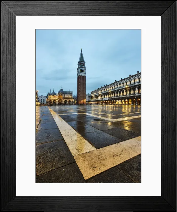 Framed Print : Venice, Veneto, Italy. The iconic Saint Mark Square illuminated Framed Print : Venice, Veneto, Italy. The iconic Saint Mark Square illuminated