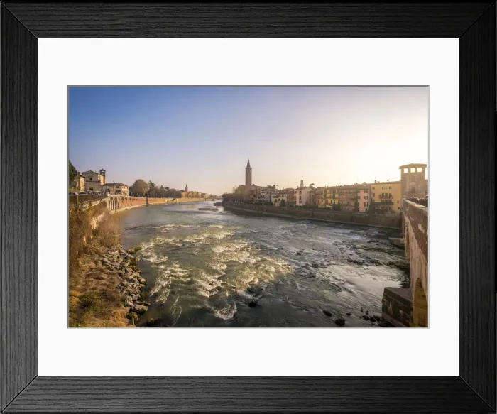 Framed Print : Verona, Veneto, Italy. Verone see from Ponte Pietra during a sunset Framed Print : Verona, Veneto, Italy. Verone see from Ponte Pietra during a sunset