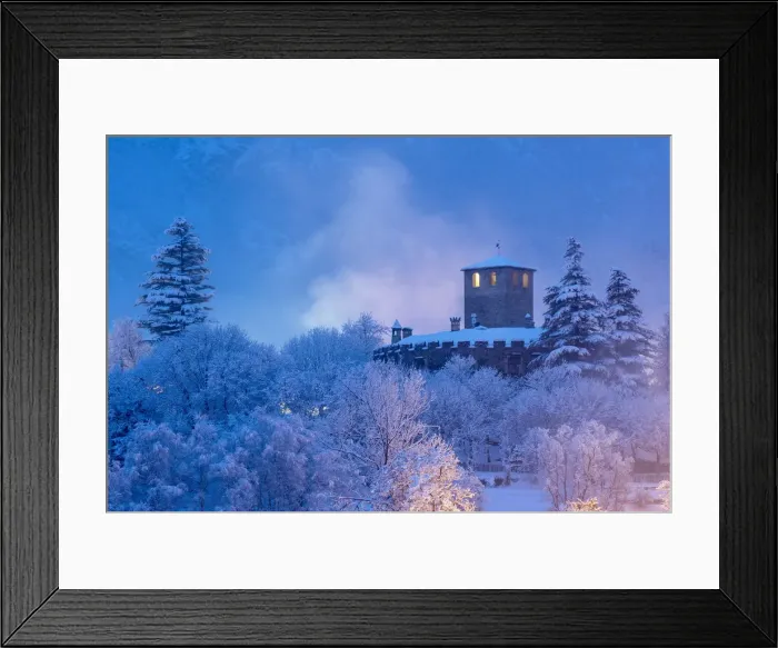 Framed Print : Introd Castle with snow, aosta valley, italy Framed Print : Introd Castle with snow, aosta valley, italy