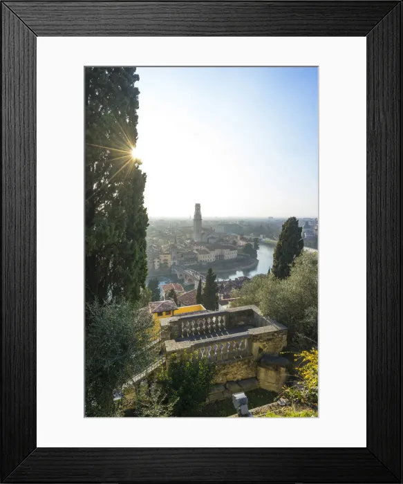 Framed Print : Verona, Veneto, Italy. Panoramic view of Verona from Piazzale Castel San Pietro Framed Print : Verona, Veneto, Italy. Panoramic view of Verona from Piazzale Castel San Pietro