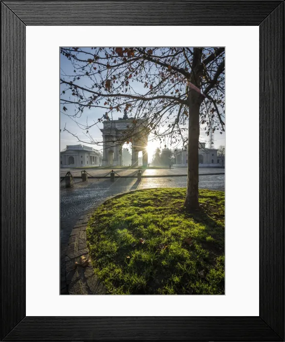 Framed Print : Milan, Lombardy, Italy. Porta Sempione or Arco della Pace at sunrise Framed Print : Milan, Lombardy, Italy. Porta Sempione or Arco della Pace at sunrise
