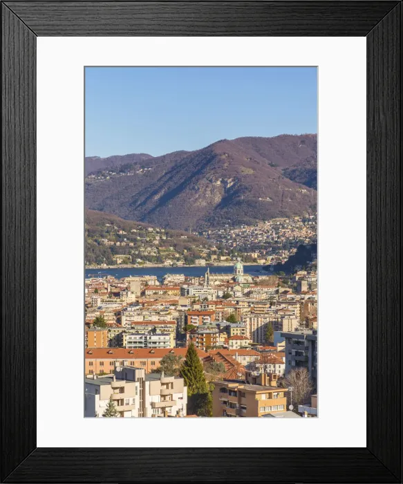 Framed Print : A morning view of Como city and lake Como, Lombardy, Italy, Europe Framed Print : A morning view of Como city and lake Como, Lombardy, Italy, Europe