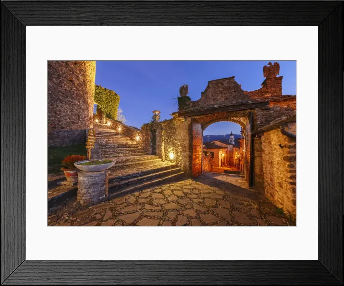 Framed Print : Compiano castle at dusk, Taro valley, Parma province, Emilia Romagna, Italy, Europe Framed Print : Compiano castle at dusk, Taro valley, Parma province, Emilia Romagna, Italy, Europe