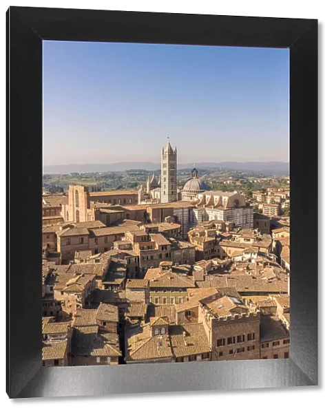 Italy, Tuscany, Siena district. Siena. View of Siena Cathedral from Del Mangas Tower