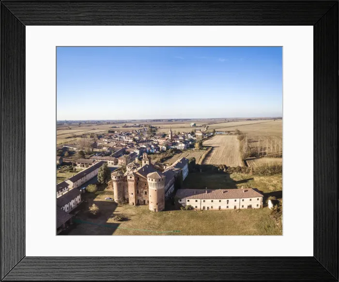 Framed Print : Valeggio, Province of Pavia, Lombardy, Italy. An aerial view of Valeggios Castle Framed Print : Valeggio, Province of Pavia, Lombardy, Italy. An aerial view of Valeggios Castle
