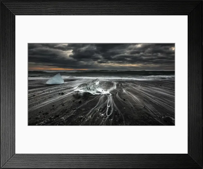 Framed Print : Jokulsarlon balck beach, Southern Iceland Framed Print : Jokulsarlon balck beach, Southern Iceland