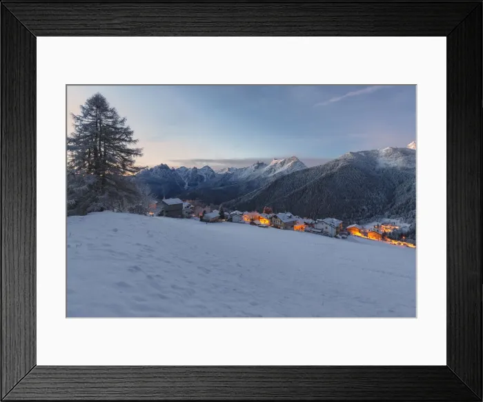 Framed Print : Europe, Italy, Veneto, Belluno, Dolomites. The village of Coi, Zoldo valley at dusk Framed Print : Europe, Italy, Veneto, Belluno, Dolomites. The village of Coi, Zoldo valley at dusk