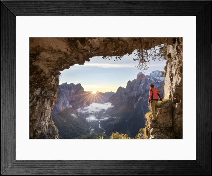 Framed Print : Italy, Veneto, Belluno, Agordino. Lookout from the legendary San Lucano cave on