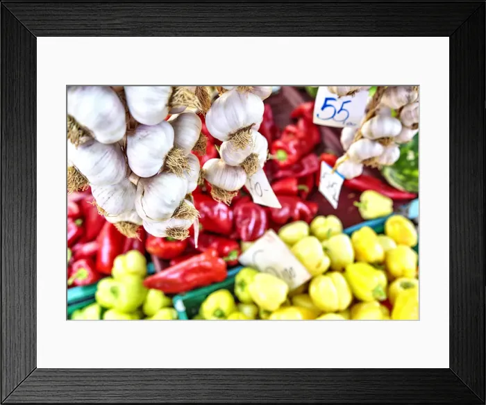 Framed Print : Garlic and peppers on sale at the open-air market of Split, Dalmatia, Croatia Framed Print : Garlic and peppers on sale at the open-air market of Split, Dalmatia, Croatia